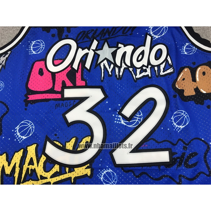 Maillot Orlando Magic Shaquille O'neal NO 32 Slap Sticker Mitchell & Ness 1994-95 Bleu